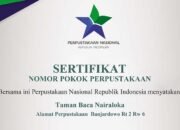 Taman Baca Nairaloka Resmi Terdaftar dengan Nomor Pokok Perpustakaan (NPP)